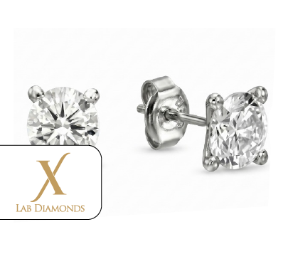  X LAB DIMONDS | עגילי סוליטר כסף 925 ומואסנייט ב-150 ש”ח  